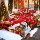 Bedding_dreamer Merry Christmas Comforter Queen Santa Claus Comforter Set White