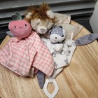 Baby Lovey Security Blanket Lot     3 Pc     Plush Animal Characters