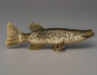 Antique Folk Art Northern Pike Muskie Fish Decoy Carved Wood Painted Early 1900s