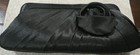 Vintage Retro Black Satin Clutch Purse Rosette Knot Detail Formal Evening Bag