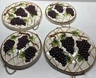 Grape Ceramic 4 Pc Stove Burner Cover   Wall Decor Set