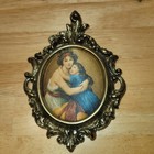 Vintage Lot Of 3 Small Ornate Brass Picture Frames Victorian Women Wall Hanging 
