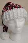 Christmas Colors Sparkle Santa Hat  Handmade Crochet