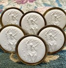 6 Antique Drapery Tiebacks Rare White Wedgewood Jasperware Lovers On Swing 1800s