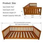 79 3  Wooden Porch Swing Bed With Thick Cushion  Outdoor Hanging Daybed  Brown