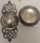 Double Handle Tea Bag Strainer With Drip Pot  Very Nice