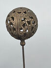 Victorian Hatpin Antique Ornate  1   Metal Scroll Ball  Head  4 5   Shank Brass