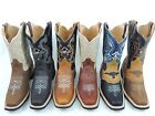 Men s Rodeo Cowboy Boots Genuine Leather Western Square Toe Botas Saddle Work 
