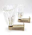 Italian Brass And Murano Glass Wall Lights Or Sconces In Art Deco Style  1990s