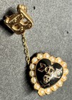 Sigma Phi Epsilon 10k Gold   Seed Pearl Heart Pin Guard Skull X Bones Fraternity