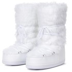  Women s Fuzzy Snow Boots Winter Mid Calf Faux Fur Boots Lace-up Warm 7 White