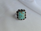 Southwestern Turquoise Ring Artisan Handmade Sterling Silver Size 7 