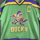 Mighty Ducks Hockey Jersey Mens Large Green Conway 96 Ice Hockey Molpe
