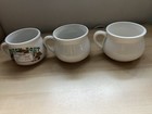 3 Vintage Soup Bowl Cup Ceramic  Recipe Mugs Retro Kitchen Chicken  Onion tomato