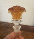 Rosenthal Versace Medusa Frosted Crystal Wine Bottle Stopper  Amber orange