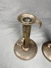 Lot Of 2 Primitive Antique Metal Hog Scraper Push Up Candlestick Candle Holders