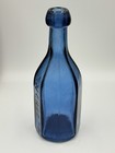 Antique 8 Panel Cobalt T w  Gillett Soda Water Bottle New Haven  Ct  Iron Pontil