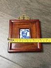 Antique Rare Chinese Republic Porcelain Rice Bowl Fragment Wood Frame