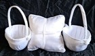 Wedding Lot 2 White Flower Girl Baskets   Ring Bearer Pillow