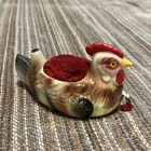 Vintage Enesco Rooster Pin Cushion Sew With Tape Measure   Thimble Holder