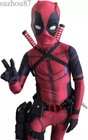 Usa Kids Deadpool Christmas Cosplay Costume Jumpsuit Zentai Bodysuit Accessories