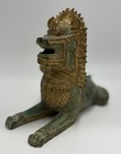 Vtg Thai Khmer Singha Bronze Temple Guardian Lion Foo Dog Statue Gold Patina
