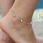 Sterling Silver 925 Hanging Circles Charm Anklet Adjustable Ankle Bracelet A41