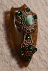 Vintage Brooch Fur Clip Pin Opalescent Stone Amber Bakelite Maltese 
