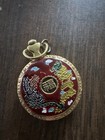 Helbros Quartz Full Hunter Pocket Watch Gold Tone Dragon Celestial Design