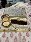 Vintage 1920s-1930s La Mode Gold Plated Compact Mirror And Comb Set Original Box