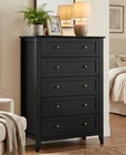 Bedroom Dresser With 5 Drawers  Wooden Storage Dresser  modern Chest Of Drawers