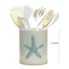 Ceramic Starfish Embossed Utensil Holder  Large Cooking Utensil Crocks For Grey
