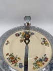 1940 s Farberware Umbertone Porcelain Serving Dish With Chrome Handle And Rim  
