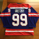 Custom Retro Indianapolis Racers Gretzky  99 Hockey Jersey Blue Sewn Name Number