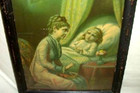 1880s Victorian Lithograph Bible Stories Alligatored Frame Old Glass H Hallett