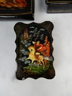 Set Of Three Vintage Russian Lacquer Boxes Two Signed