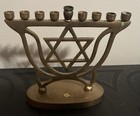 Hanukkah Menorah Jewish Judaica Vtg 9-candle Brass Chanukah Candle Holder