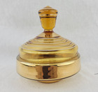 Vintage 1930s Art Deco Bohemian Glass Vanity Storage Amber Gold 5  Powder Jar