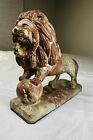Natural Crazy Lace Agate Stone African Lion Statue Collectible Hand Carved