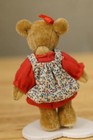 World Of Miniature Bears Teddy Bear By Beverly Red Floral Pinafore 2 5  Jointed