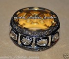 2 60ctw Genuine Old Mine Rose Antique Cut Diamond Silver Victorian Eternity Ring