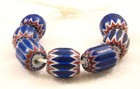 7 Old Venetian Six Layer Blue Chevron Glass African Trade Beads D