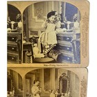 Antique Stereoscope Stereoscopic Card Melander   Bro  Chicago  124-25 Dolls Girl