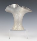 Antique Kralik Martele Fan Vase White Iridescent Bohemian Art Glass Vintage
