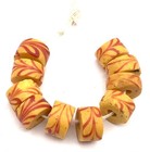 10 Rare Antique Old Venetian Wound Orange Feathers Glass African Trade Beads