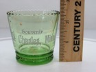 Antique Souvenir St  Charles Minnesota Green Glass Eapg Toothpick Holder