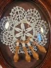 Vintage Bobbin Lace Sampler Framed With Bobbins Wall Hanging