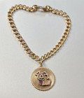 Vtg Michigan Bell Service Award Bracelet Red Ruby  Emblem Mounted On 12k Gf Base