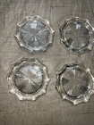 Vtg 5 Set Cut Crystal Coasters Drink Barware Art Deco Starburst Reims France