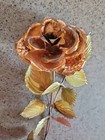 Vintage Decor Flower Stem W copper Rose Tin Leaves Rustic Wall Art Shabby Chic
